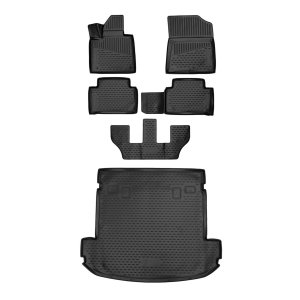 Kia Sorento Floor-Trunk Mats - Omac - 3D - Black - 2021-2025